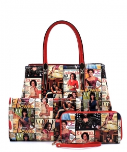 Magazine Cover Collage 3-in-1 Satchel OA2678PP RED/MULTI